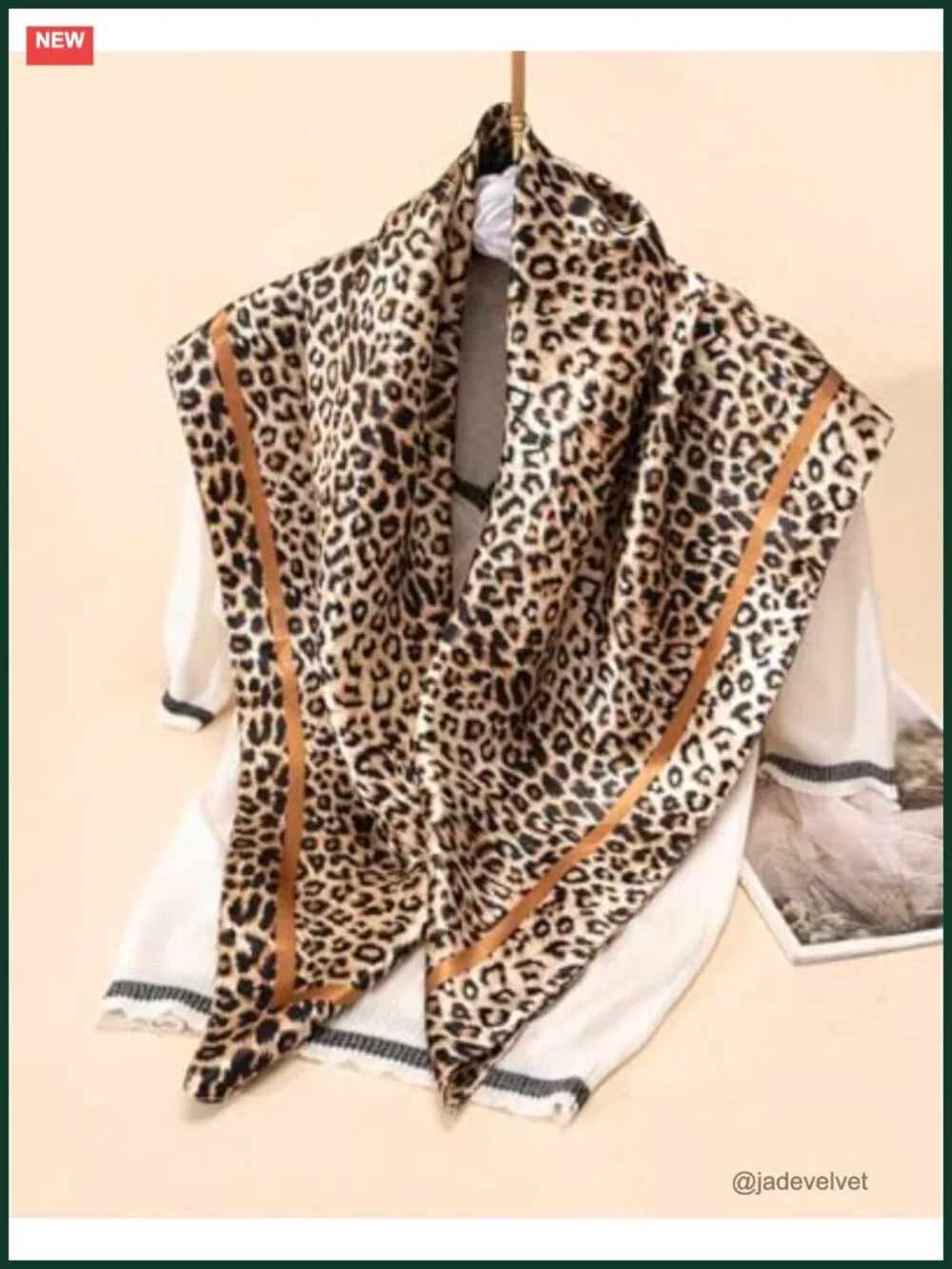 Leopard Print Silk Scarf for Women Large Hair Bandana Head Wrap